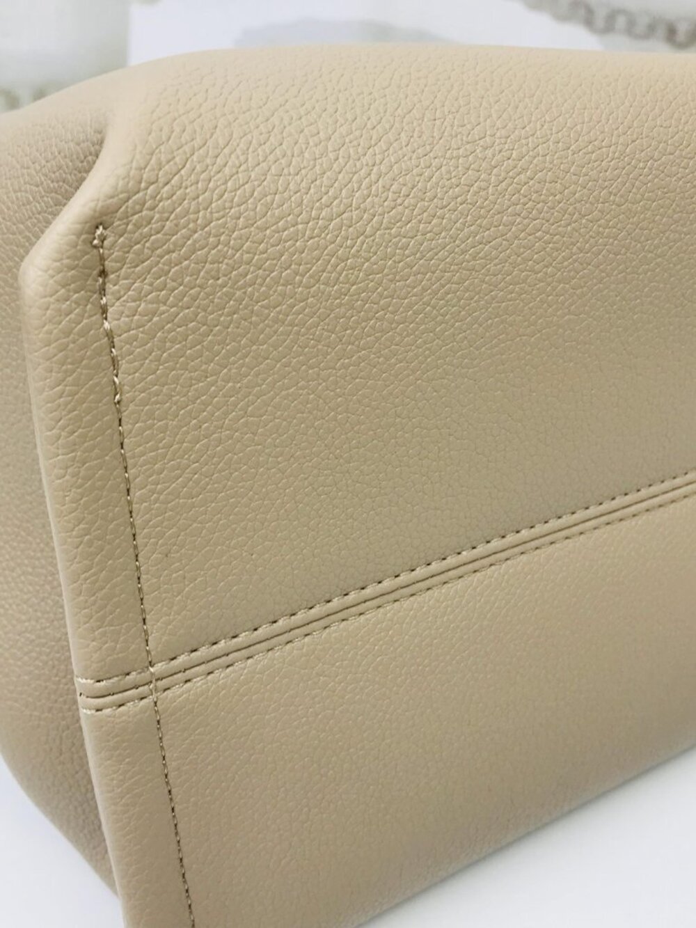 Polene Taupe Pebbled Leather Top-Handle Tote - Picture 8 of 12
